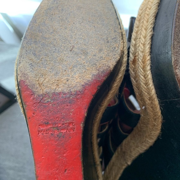 Christian Louboutin Black Barcelona Leather Wedge Sandal Size 39 - Picture 12 of 16